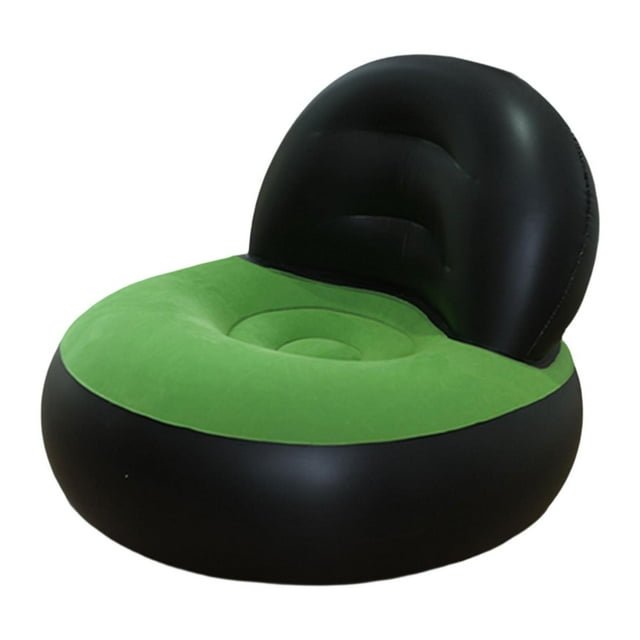 Sofá inflable, cómodo sofá en forma de L con respaldo para el hogar. Negro y verde