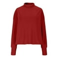 thumbnail image 6 of Women's Plus Size Sweatshirts Mock Neck Long Sleeve Pullover Casual Solid Color Tops Loose Fit Turtleneck Outfits, 6 of 6