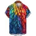 thumbnail image 3 of Camisas hawaianas de verano, camisas casuales para hombres, camisas con estampado de plumas para hombres, ropa de manga corta con solapa para hombres, camisas Aloha holgadas, 3 of 5