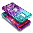 thumbnail image 4 of Compatible with BLU View 4 Case (B135DL) / View 2 (2023, 6.09 inch) Case with Tempered Glass Screen Protector, Ring Holder/Wrist Strap, Nagebee Glitter Liquid Floating Cute Phone Cover (Aqua/Purple), 4 of 6