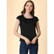 thumbnail image 2 of Blusa sedosa para mujer, cuello redondo, plisado, informal, elegante, superior Negro M, 2 of 6