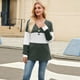thumbnail image 4 of Camiseta Holgada con Botones y Cuello en V de Larga para Mujer, Otoño e Invierno 2025, con Contraste de Color Verde XL, 4 of 10