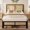 Twin, variant on Rattan  Bed Frame with Headboard, Boho Bed with Noise-Free |  bed frame  with a weight capacity of up to 650 pounds and  for compliments coastal, , or modern