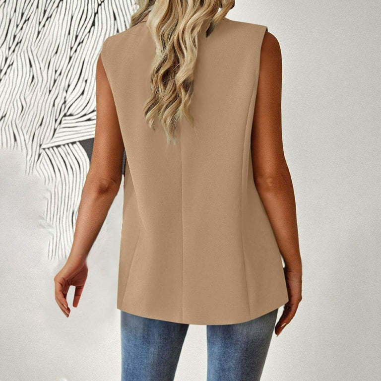 BSDJILFG Plus Size Jacket Vest for Women Business Suit Vest