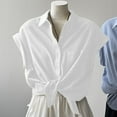 thumbnail image 4 of Ovbmpzd Tops for Women Business Workout White Cap Sleeve Solid Collared Button down Shirts Womens Tunic Tops XXL, 4 of 4