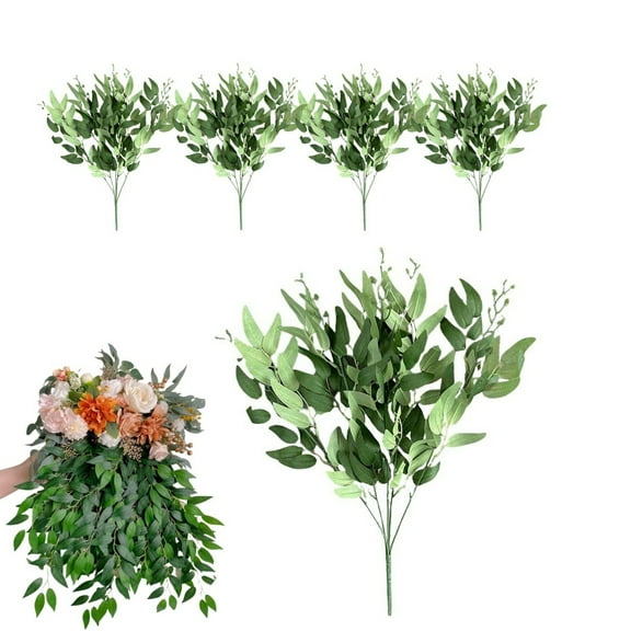 TGY Italian Ruscus Greenery Branches,6Pack Artificial Leaves Branches Decorative for Flower Arrangement,Faux Plants,Simulation Plant Decor