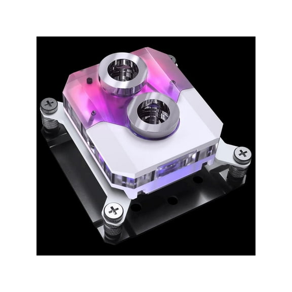 Phanteks Glacier EZ-Fit 450CPU, Copper CPU Water Block, Intel 1700 & AMD AM5 compatible, Integrated 16mm EZ-Fit Fitting, RGB, White