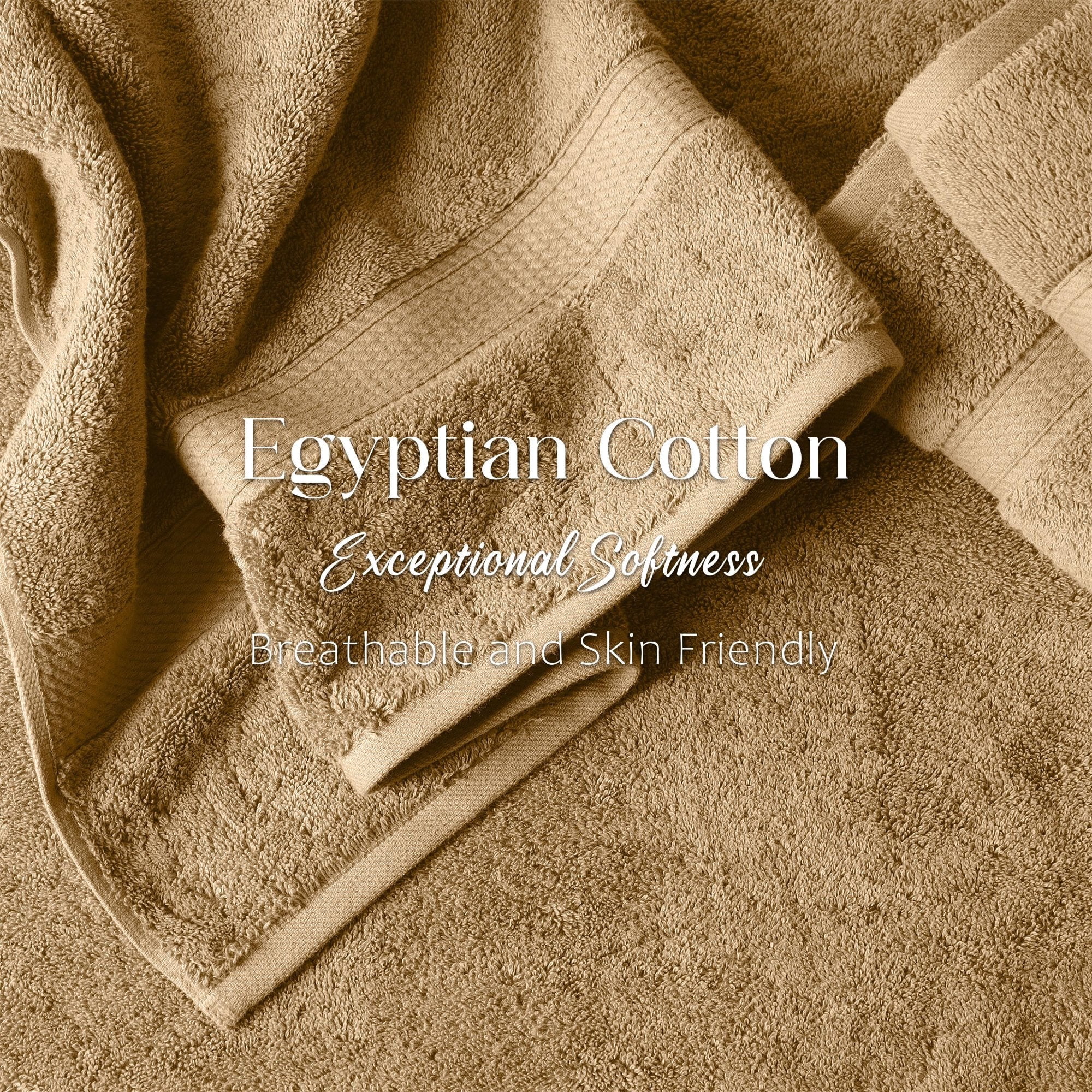 Superior Madeline Egyptian Cotton Ultra-Plush 12-Piece Towel Set, Toast
