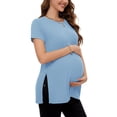 thumbnail image 3 of Women's Maternity Shirts Tops Split Hem Ribbed Maternity Pregnancy Clothes, 3 of 6