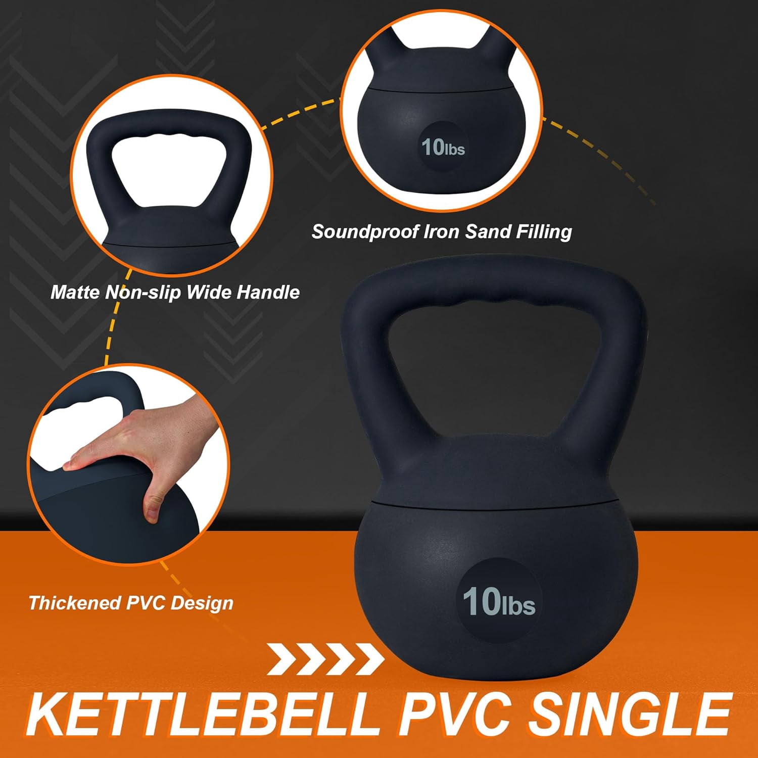 SOGES 10 lbs PVC Shock Proof Soft Kettlebell, Black