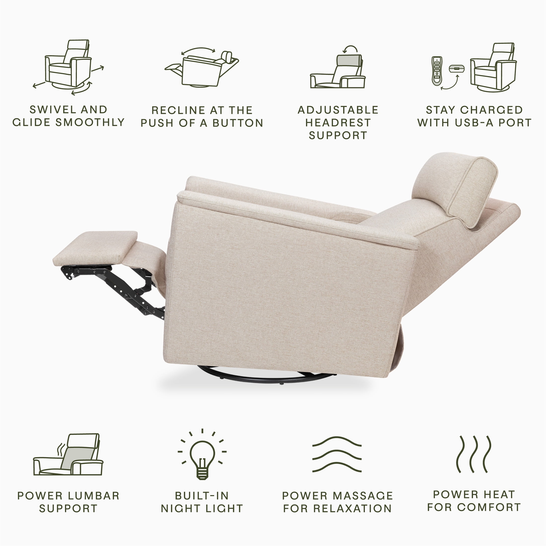 Namesake Willa Deluxe Power Recliner and Swivel Glider with Heat and Massage
