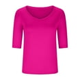 thumbnail image 6 of Mittory Women's Basic Half Sleeve V Neck Stretchy Casual T-Shirt Solid Slim Cotton Top, 6 of 6