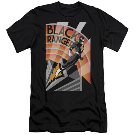 Power Rangers - Black Ranger Deco - Slim Fit Short Sleeve Shirt - Large