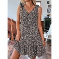 thumbnail image 4 of Womens V Neck Tie Floral Sleeveless Dress Summer Casual Sun Dress Slip Midi Dress, 4 of 9