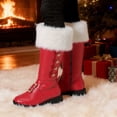 thumbnail image 2 of Christmas Santa C`laus Boots Men's Wide Calf Santa C`ombat Boots with White Plush C`uffs Foot Bells Buckle Strap for Halloween Christmas, 2 of 9