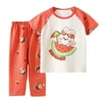 thumbnail image 1 of Toimothcn Ensemble de Vêtements pour Filles Tout-Petits Pyjama en Coton Imprimé Melon D\'eau Manches Courtes Pantalon Extensible 2 Pcs Ensemble de Vêtements de Maison Doux et Respirant Vêtements Confortables pour Filles, 1 of 3