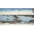 thumbnail image 2 of Hiroshige 24x14 Black Ornate Wood Framed with Double Matting Museum Art Print Titled - Night View of Kanazawa In Musashi Province, 2 of 4