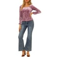 thumbnail image 2 of INSPIRE CHIC Women's Velvet Square Neck Long Sleeve Blouses XL Dusty Pink, 2 of 7