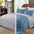 thumbnail image 2 of Exclusivo Mezcla Lightweight Reversible 3-Piece Comforter Set All Seasons, Down Alternative Comforter with 2 Pillow Shams, Full Size, Bluish Grey/Light Grey, 2 of 7
