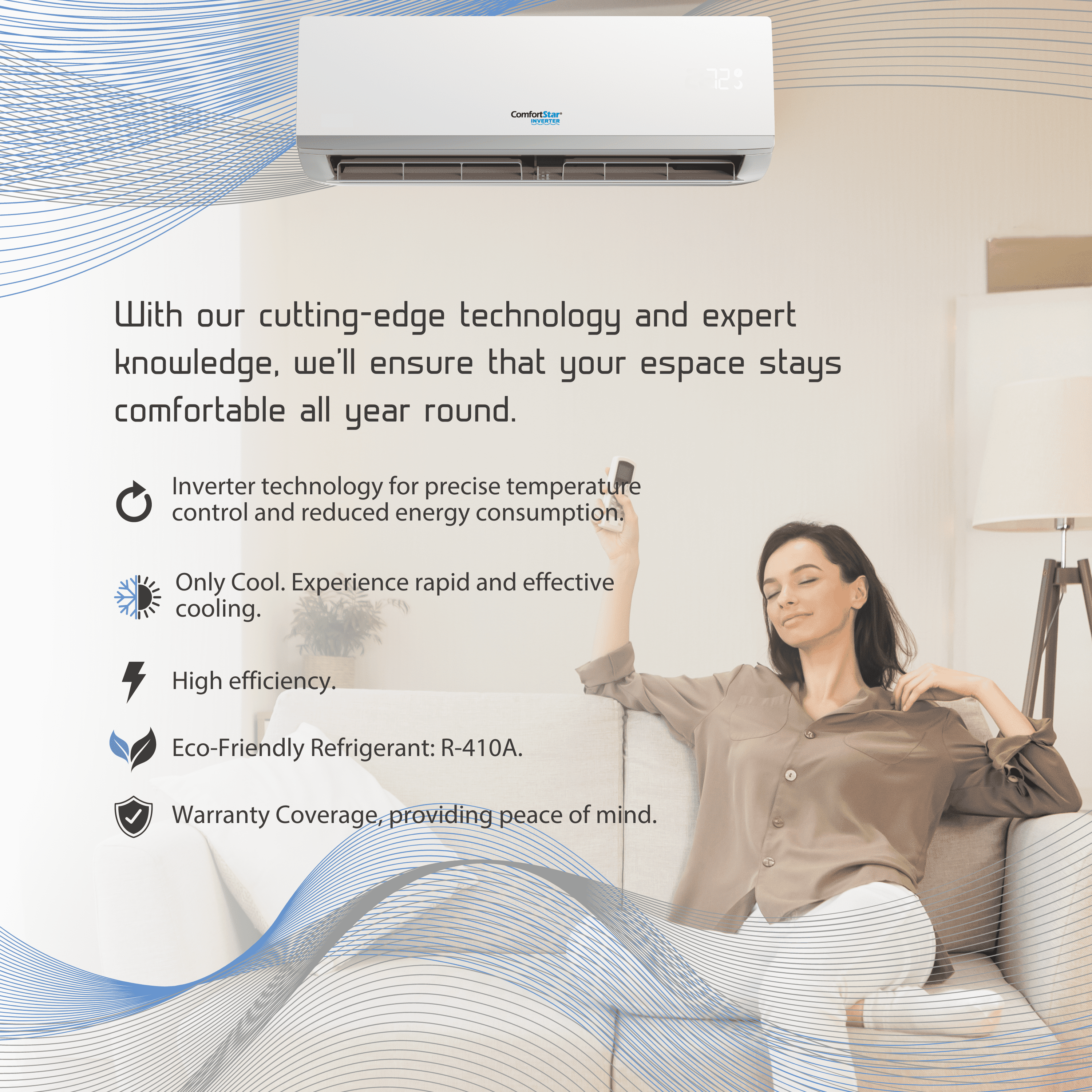 Comfort Star 12000 BTU 500 Sq Ft Mini-Split Air Conditioner & Heat Pump, White