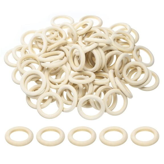 100 PCS 50mm /2 in Natural Wooden Ring for Craft, Unfinished Solid Wood Rings Circle Wood Pendant Connectors