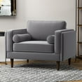 thumbnail image 3 of Hudson Mid-Century Modern Pillow Back Velvet Upholstered Armchair in Gray, 3 of 3