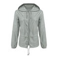 thumbnail image 1 of Chubasquero ligero con capucha para mujer, chaqueta impermeable para la lluvia activa al aire libre con sudaderas con capucha, chaqueta informal de manga larga ajustada con cremallera para mujer, 1 of 1
