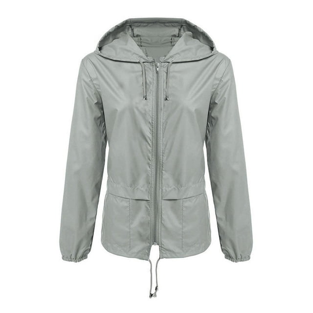 Chubasquero ligero con capucha para mujer, chaqueta impermeable para la lluvia activa al aire libre con sudaderas con capucha, chaqueta informal de manga larga ajustada con cremallera para mujer