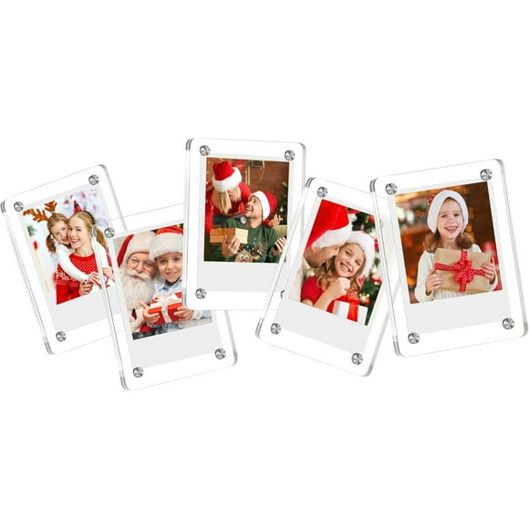 Acrylic Fridge Magnetic Polaroid Picture Frame, Double Sided Clear Refrigerator Magnetic Photo Frame, High Transparency Frameless Magnet Instax Frames, 2.36x3.54 Inch, 10 Packs