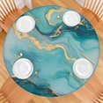 thumbnail image 2 of Blue Gold Marble Pattern Round Fitted Tablecloth with Elastic Edge,Dining Table Cover Waterproof,Outdoor Round Tablecloth for Camping,Dining,Indoor and Outdoor, 2 of 7