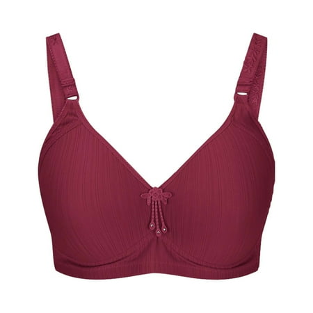 JSGEK without Steel Ring Gathering Bra Fashion Plus Size Bra Breathable Push up Plunge Trendy Clearance Wirefree Comfort Red 48 Bra for Ladies