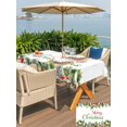 thumbnail image 4 of Outdoor Tablecloth with Umbrella Hole and Zipper, Merry Christmas Rectangle Table Cloth 52x70 Inch Waterproof Tablecloth, Xmas Green Leaves Berries Pine Needles Holiday Picnic Table Cover for Patio, 4 of 7