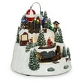 thumbnail image 5 of Alpine Corporation Animated Christmas Village Holiday Tabletop Decor with 17 Multicolor LED Lights, Train, and Hot Air Balloon, 11" L x 11" W x 11" H, 5 of 12