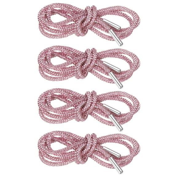 Uxcell 4pcs Rhinestone Shoe Laces 39" Length  Bling Crystal Shoe Laces for Sweatpants Shorts Sneakers, Light Pink