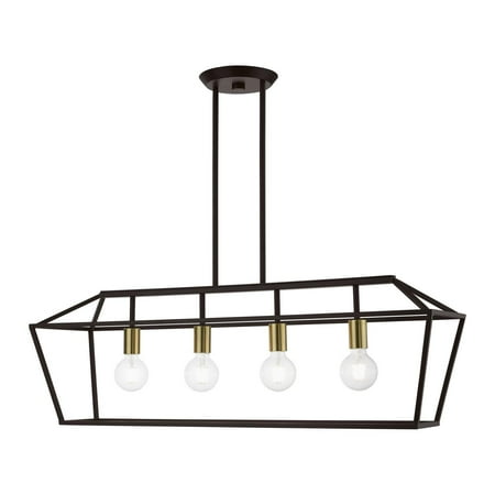 

Livex Lighting 4 Light Steel Linear Chandelier With Bronze Finish 49437-07