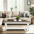 thumbnail image 5 of Veneer Coffee Table, 48" Wide, & Whitewash Style Whitewashed 48 Inches Poplar And, 5 of 5