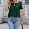 thumbnail image 2 of Gbsyewxs Womens Tops Short Sleeve V Neck Patchwork Breathable Summer T Shirts For Women Dark Green, 2 of 5