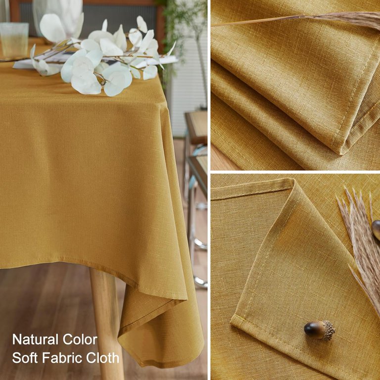 ZIWUROAD Rectangle Tablecloth 84"x60" - Waterproof, Wrinkle & Stain Resistant Cream Fabric Cover For Dining Table