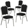 thumbnail image 1 of 4 Pk. HERCULES Series Crown Back Stacking Banquet Chair in Black Fabric - Silver Frame, 1 of 9