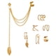 thumbnail image 1 of 7 piezas de aretes con forma de oreja para mujer y niña, de aleación, con estilo, con forma de hoja y estrella, con clip para pendientes, conjunto de joyas, 1 of 12