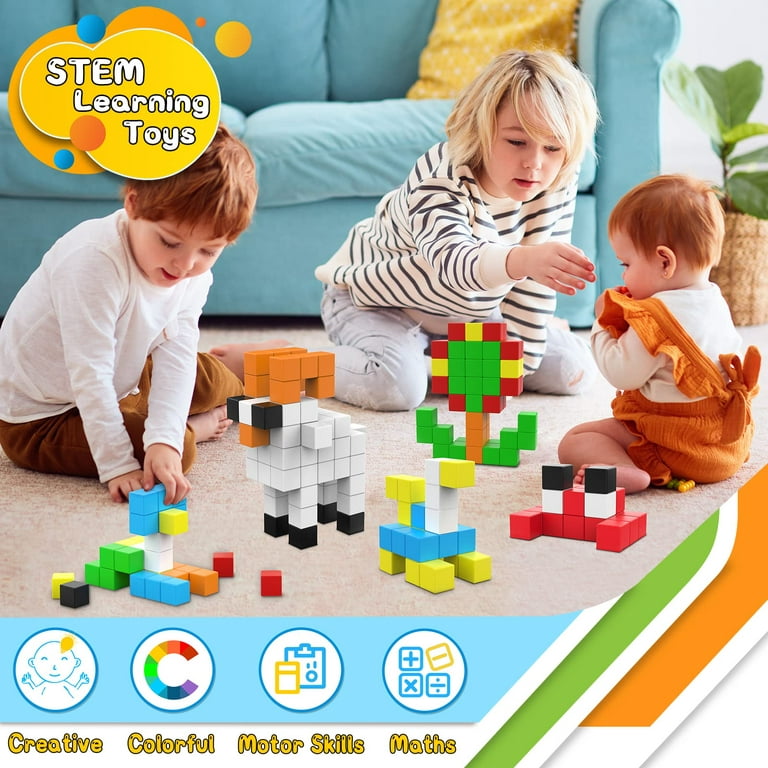 Magnetic Blocks Toddler Sensory Toys for 3+ Year Old Boys & Girls, Magnetic