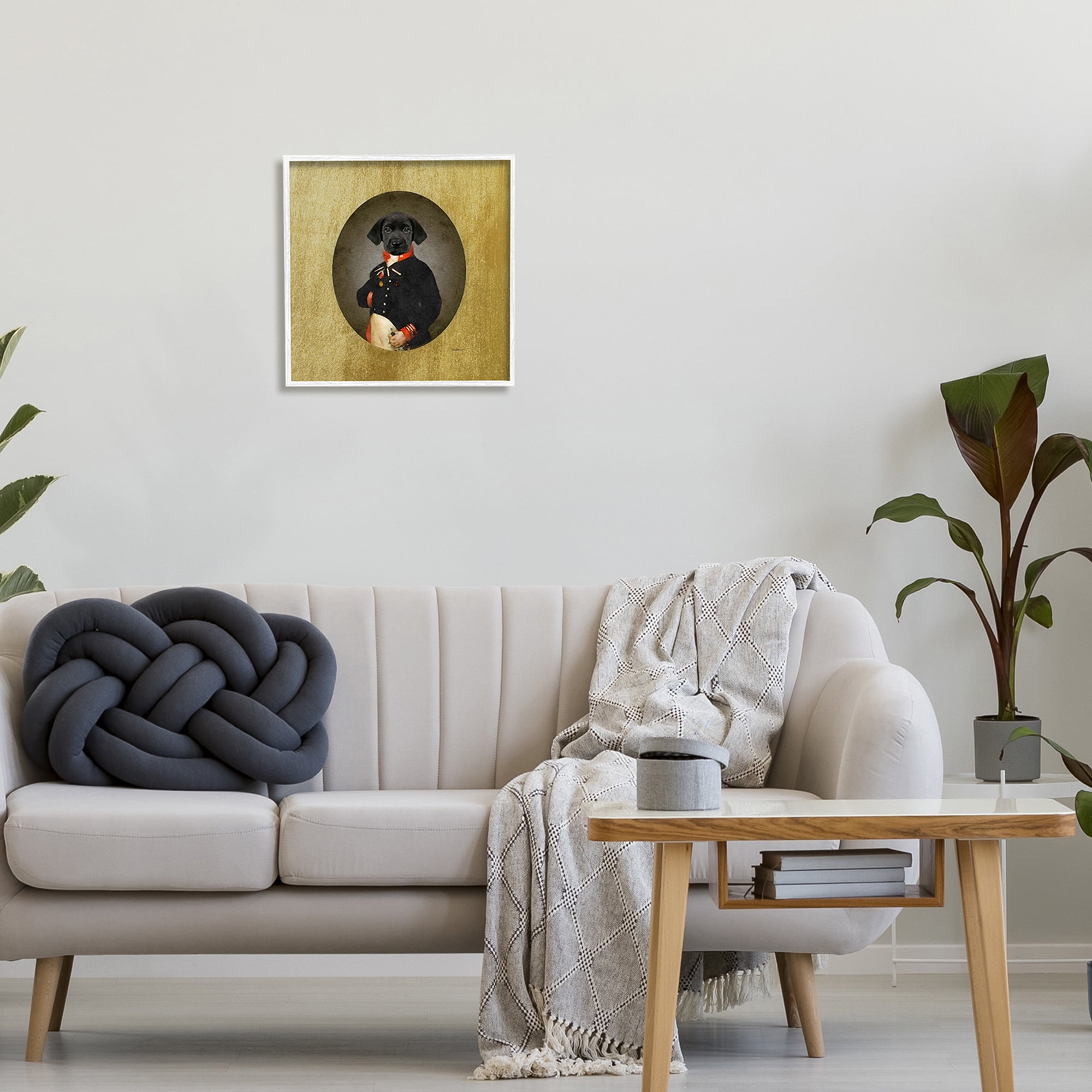 Stupell Industries Funny Black Dog Wearing Suit Vintage Admiral Portrait, 17 x 17, Design by Amanda Greenwood