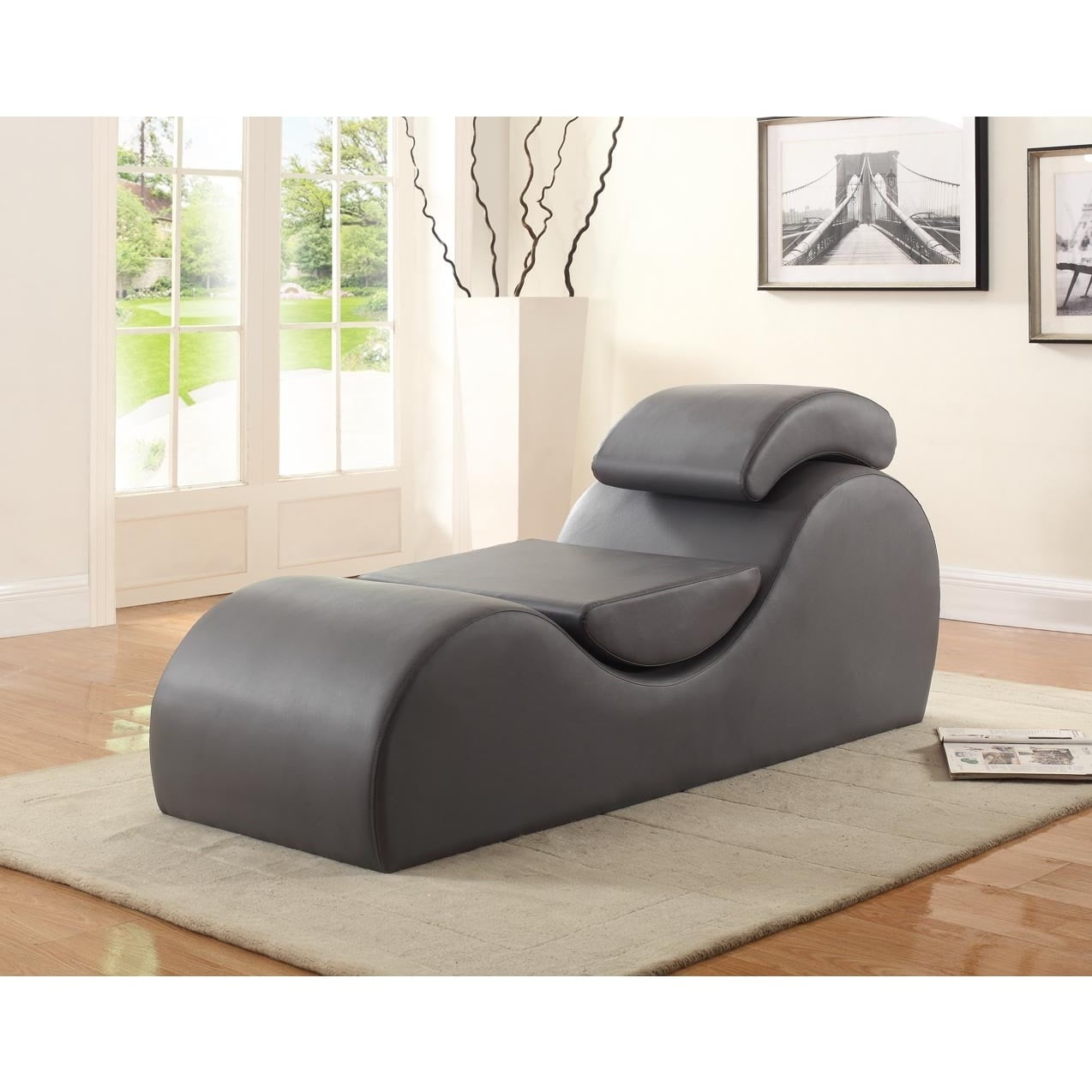 Us Pride Furniture Faux Leather Yoga And Stretch Relax Chaise 