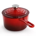 thumbnail image 2 of MegaChef 2 Quart Enameled Cast Iron Sauce Pan in Gradient Red, 2 of 7