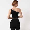 thumbnail image 4 of Women's One Shoulder Cropped Active Tank Top with Asymmetrical Neckline - Small, Black, 4 of 7