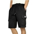 thumbnail image 2 of HERESOM Shorts for Men Drawstring Stretch Waist Lightweight Cargo Short Casual Beach Shorts Multi Pockets, 2 of 6