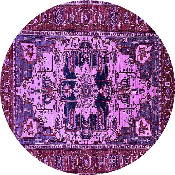 Ahgly Company Indoor Round Oriental Purple Industrial Area Rugs, 4' Round