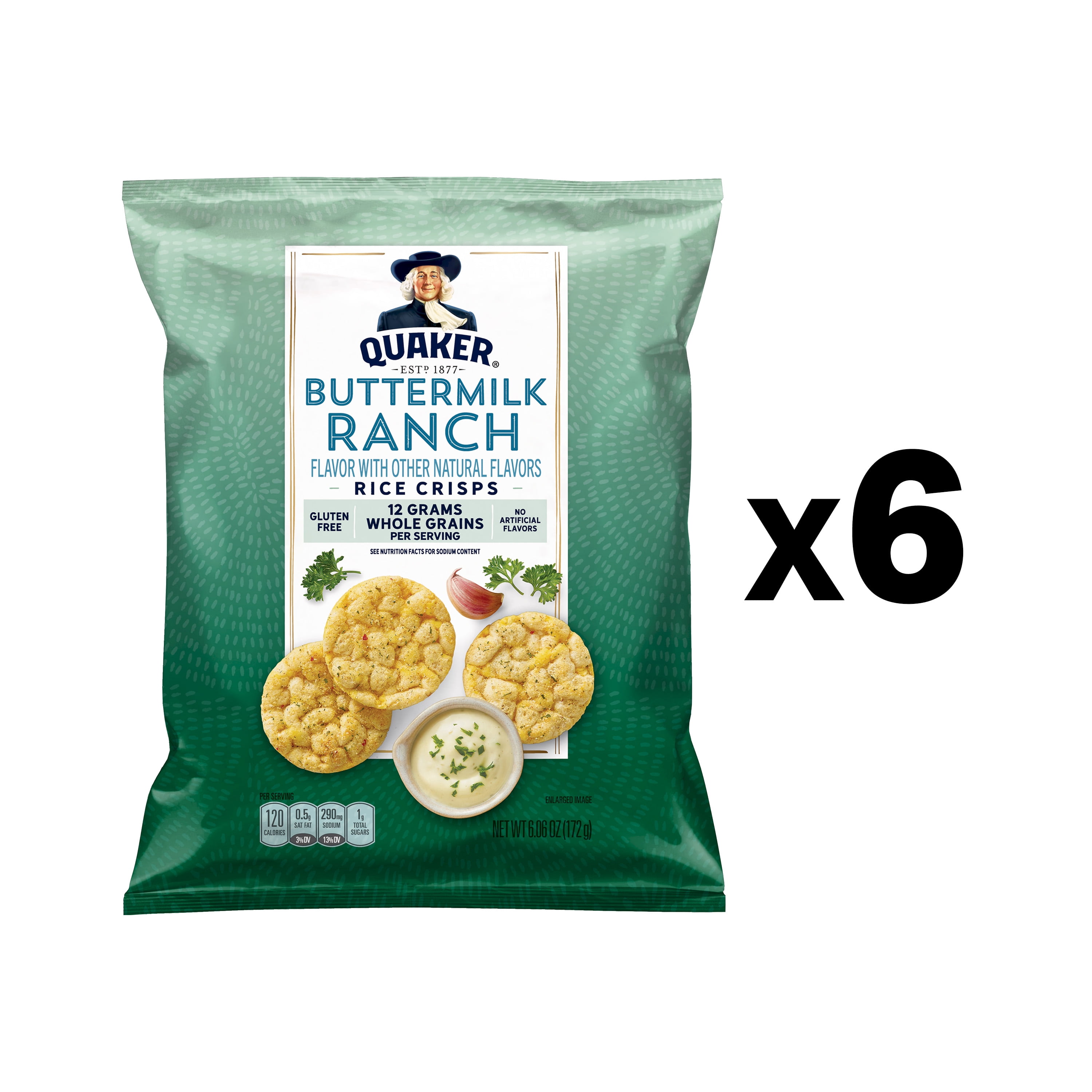 (6 pack) Quaker Rice Crisps, Buttermilk Ranch, 6.06 Oz.