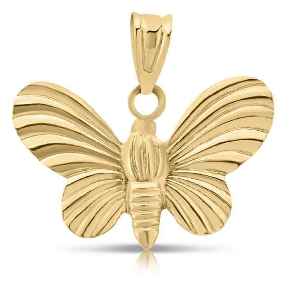 Art and Molly Real 14K Yellow Gold Polished Butterfly Pendant