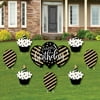 Big Dot of Happiness Adult Happy Birthday - Gold - Cupcake and Balloon Yard Sign & Outdoor Lawn Decorations - Birthday Yard Signs - Set of 8
